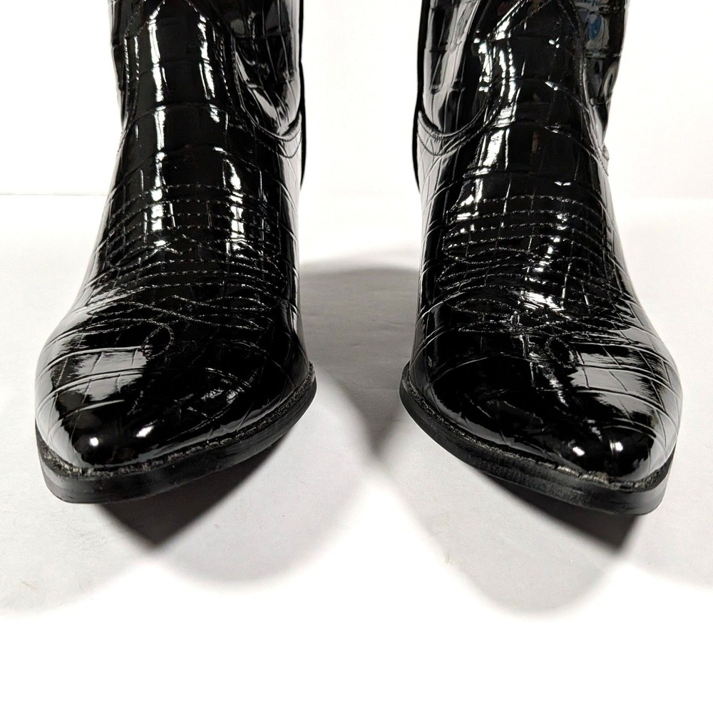 Coconuts by Matisse Jax Black Croc Embossed Western Cowboy Boots Size 7.5M - Picture 5 of 12